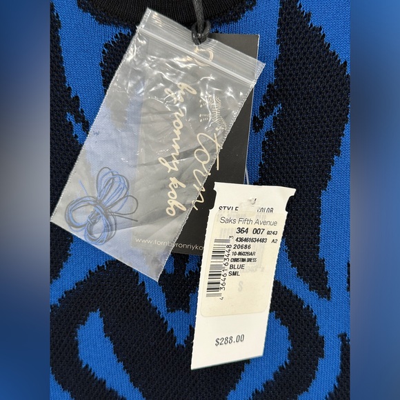 TORN BY RONNY KOBO BLUE BLACK STRETCHY MATERIAL DRESS SIZE SMALL - Picture 10 of 16